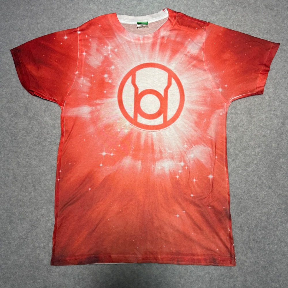 DC Comics Red Lantern Corps All Over Print T-Shirt Red White Mens Medium‎ M
